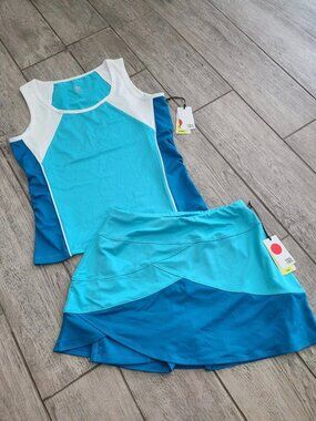 Tail Tennis Tank Skort Outfit Set Paradise Blue White Women's Size XS NWT